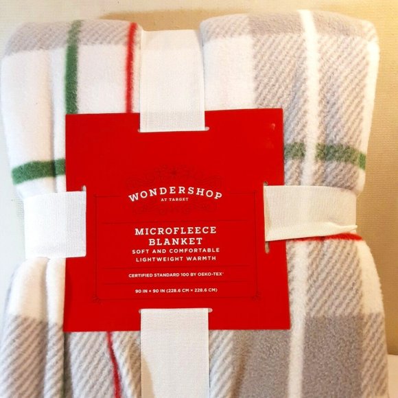 Bedding Microfleece Blanket Gray Plaid 9 90